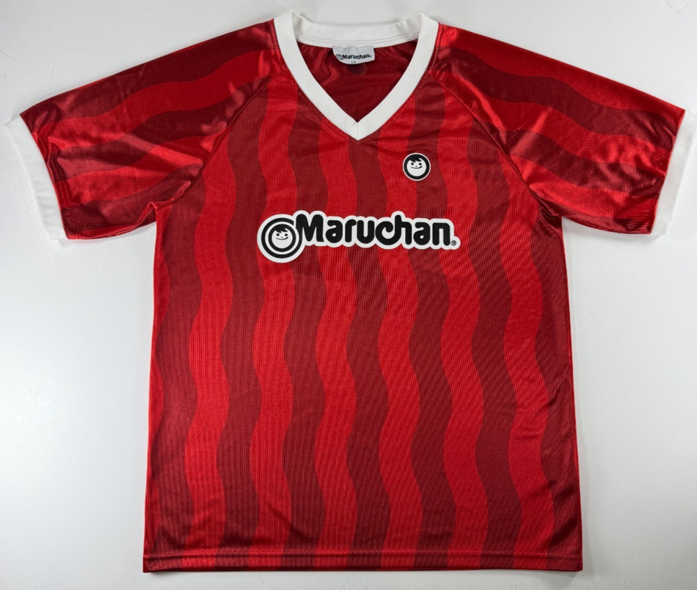 Maruchan Soccer Jersey Red Black Wavy #77 L/XL Promotional Shirt